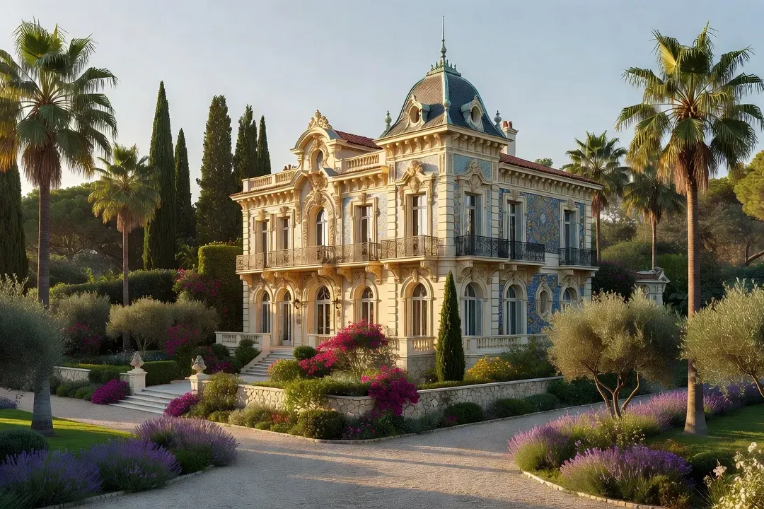 Villa Bermond sur les hauteurs de Nice où séjourna le tsarévitch Nicolas Alexandrovitch avant sa mort en 1865, emplacement futur de la cathédrale Saint-Nicolas