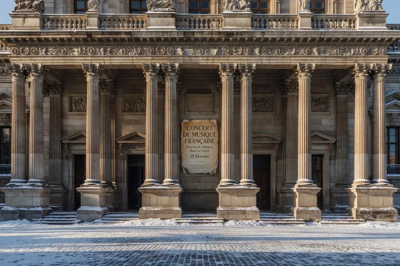Salle de concert impériale russe du XIXe siècle avec orchestre symphonique en répétition