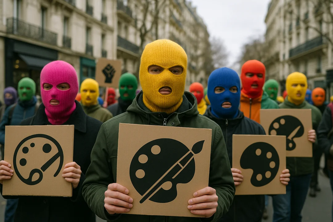 Manifestation de soutien à Pussy Riot en France, pancartes et balaclavas colorés