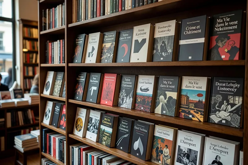 Rayon de littérature russe contemporaine traduite dans une librairie française