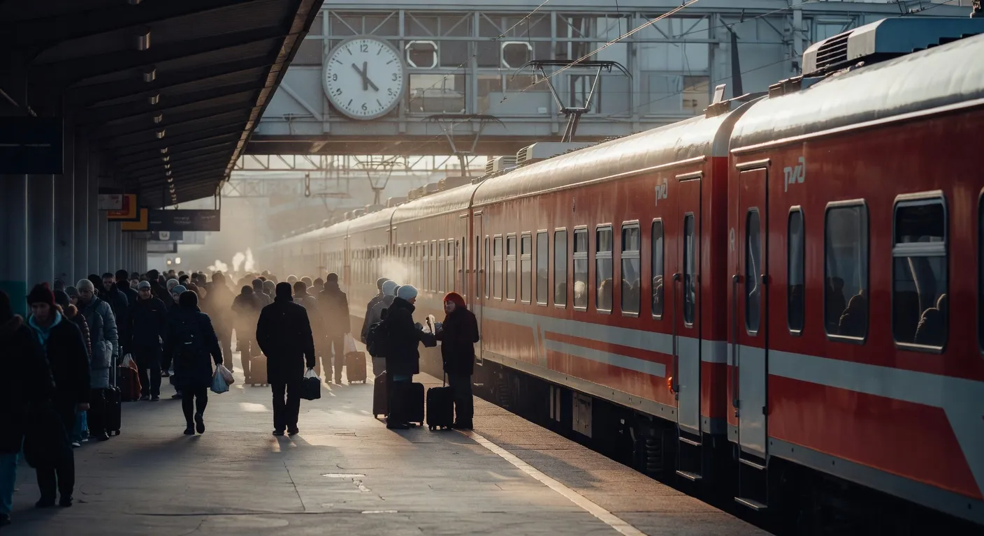 Quai de la gare Belorousskaïa à Moscou, point de départ du Train des écrivains 2010