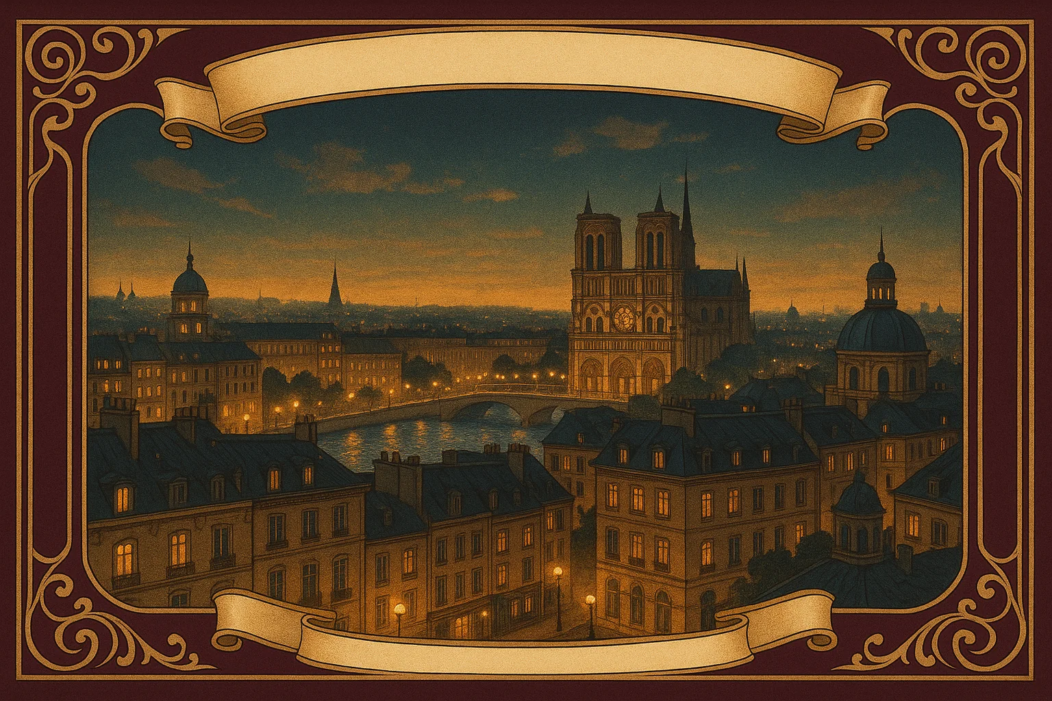 Vue panoramique d'une métropole française illuminée avec des éléments visuels évoquant la saison croisée France-Russie 2010