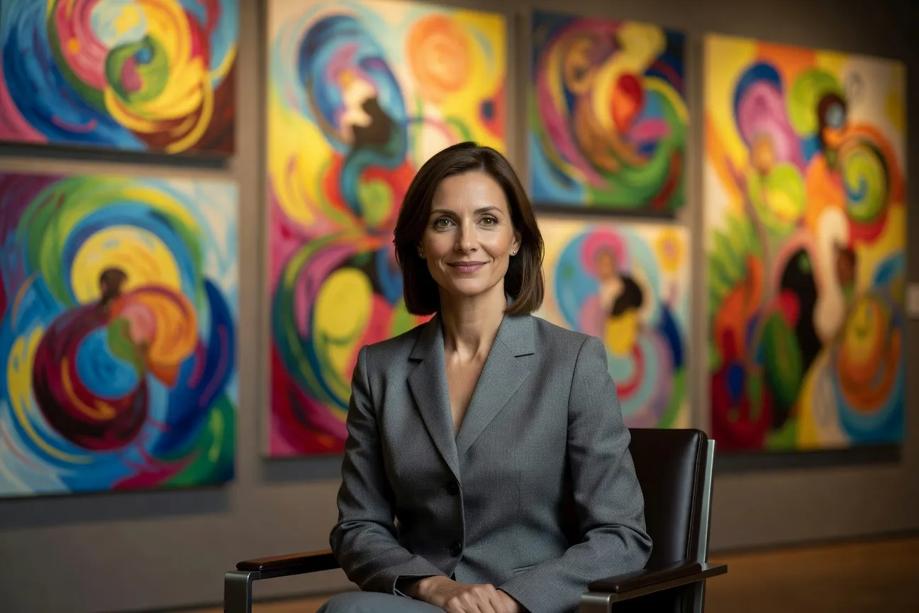 Portrait de Sophie Marchand, conservatrice spécialisée École de Paris, dans son bureau parisien