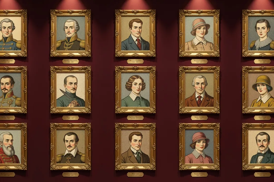 Galerie de portraits historiques stylisés de personnalités russes ayant marqué la France