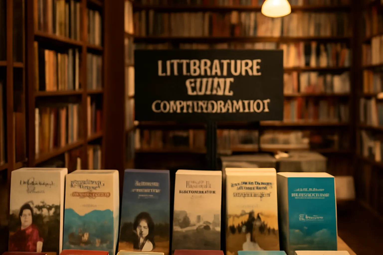 Rayonnage de librairie française avec ouvrages de littérature russe contemporaine traduite, ambiance chaleureuse et feutrée