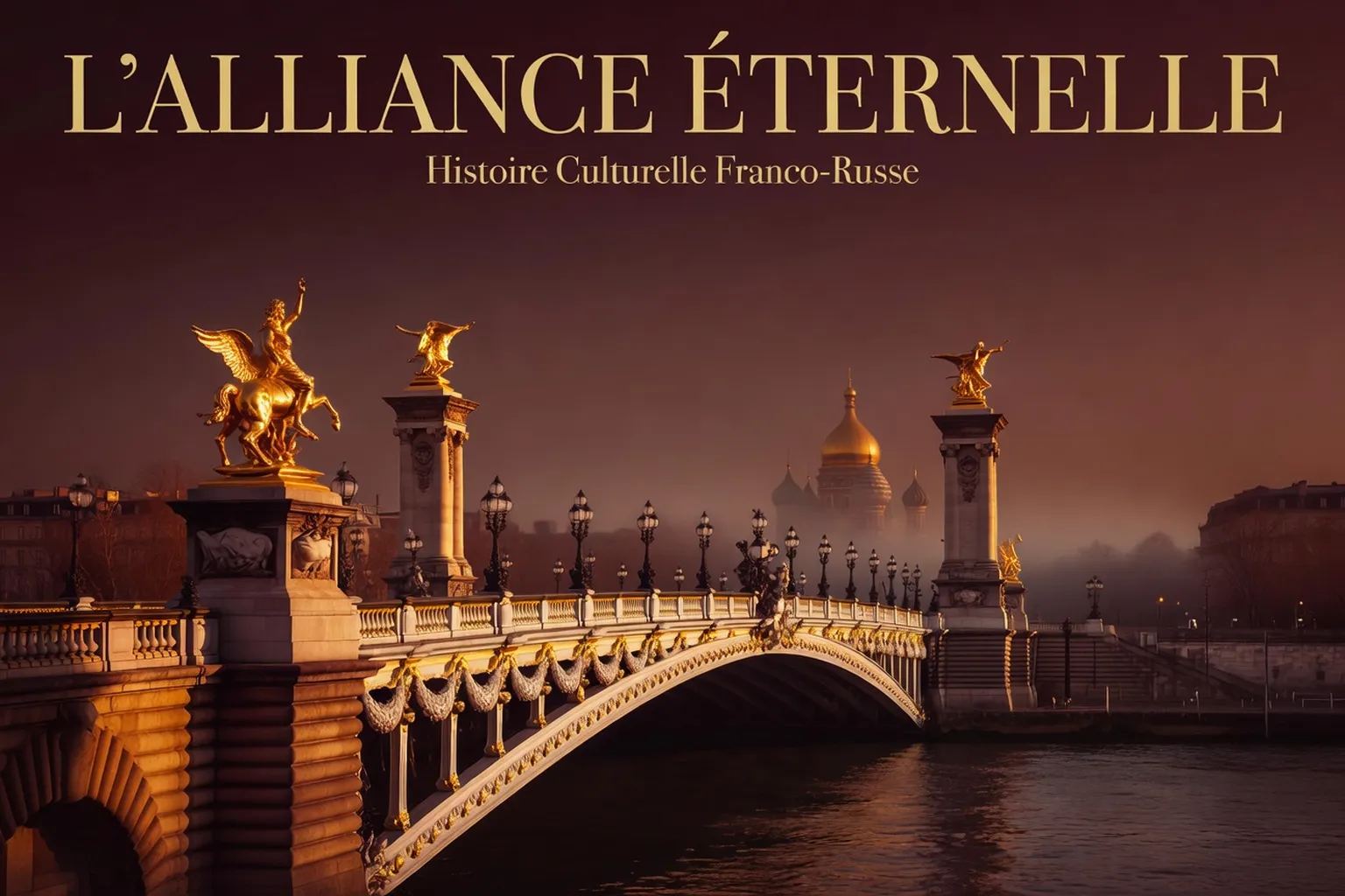 Pont Alexandre III a Paris au soleil couchant, symbole de l'alliance franco-russe
